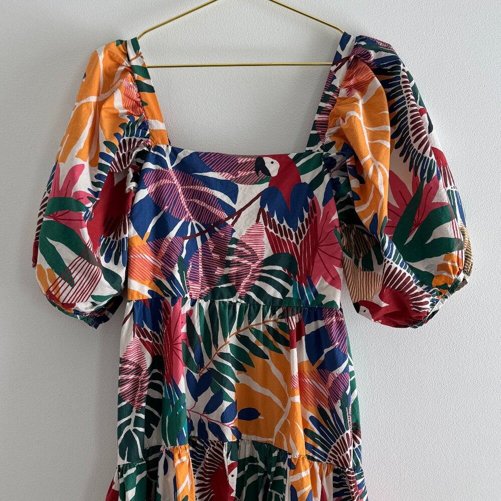 Farm Rio OFF WHITE MACAW MIDI DRESS XL